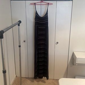 Colvin black striped maxi dress